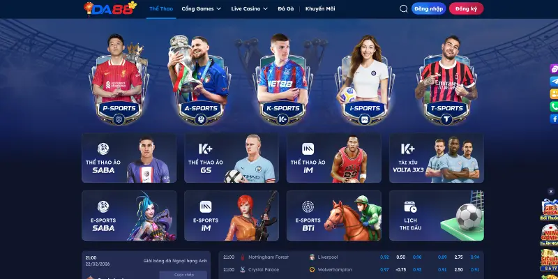 Giới thiệu tổng quan về sảnh cược Thể thao DA88