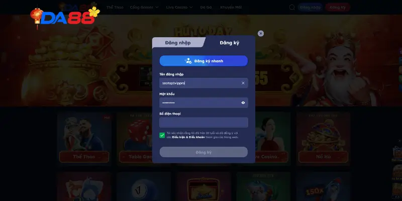 Hướng dẫn đăng ký DA88 chi tiết cho người mới